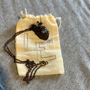 Lillian Crowe bronze tone anatomical heart pendant necklace